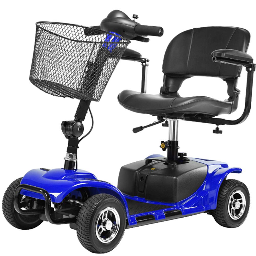 Silla de ruedas liviana, ruedas livianas, scooter eléctrico para adultos, scooter de movilidad eléctrica, scooter de viaje para personas mayores, plegable, pasamanos que se puede abrir, asiento de 4