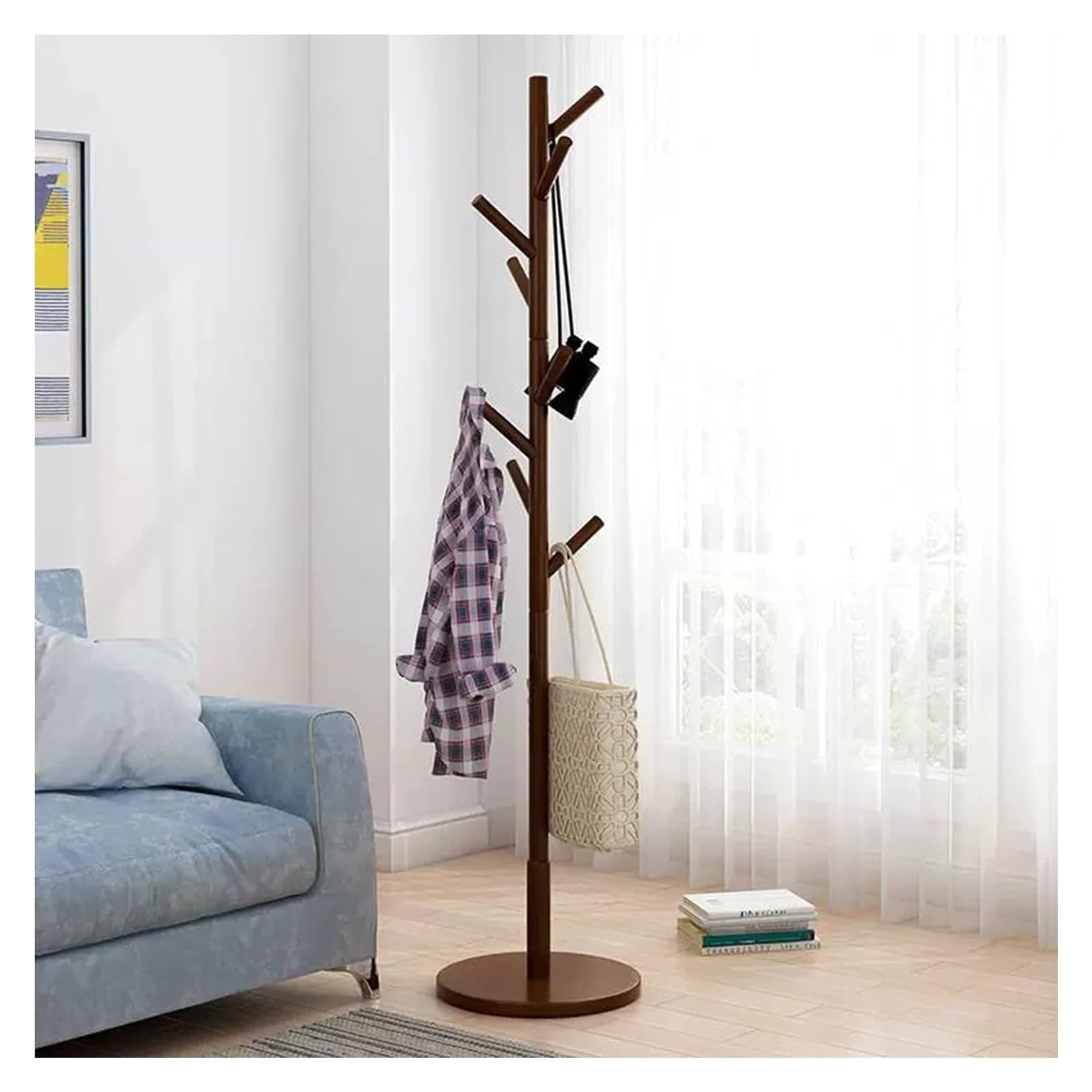 FGXHHS Freestanding Coat Rack Stand - Space-Saving Wooden Design in Red & Brown Perfect for Small Apartments Entryway nizat