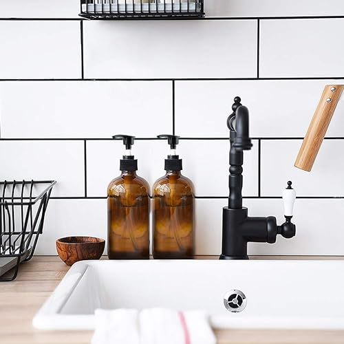 Miniatura 6 de Yebeauty Dispensador de bomba vacía, 17 oz16.9 fl oz, loción, jabón, champú, botella grande marrón con bomba, recipientes de plástico rellenables,