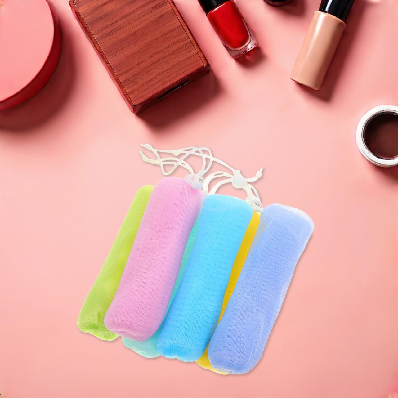12 Pack Soap Foaming Net Pouches with Drawstring for Shower Use