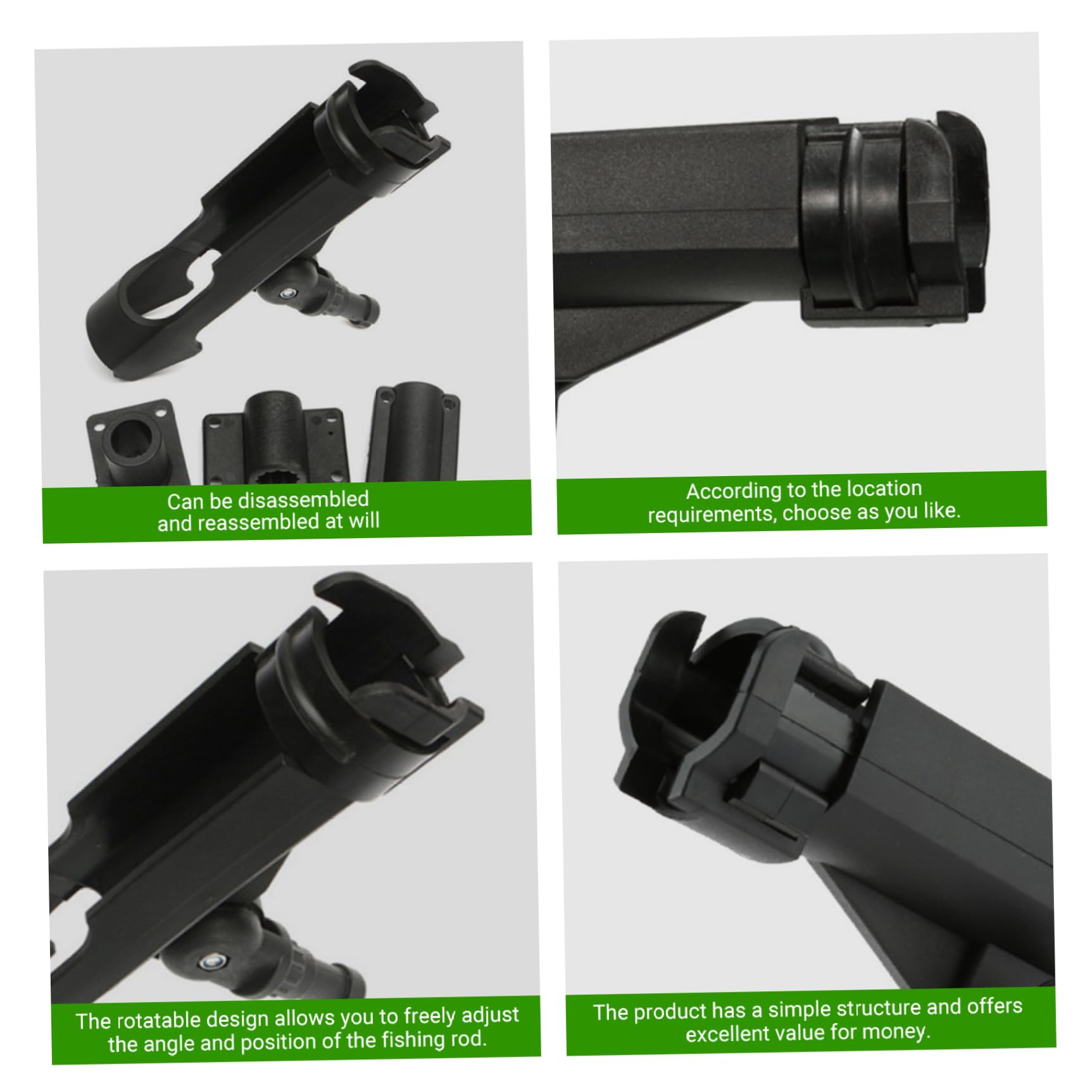 Porta della Canna Kayak, Supporto per canne da Pesca in plastica Regolabile da 2 Pacchetto con Supporto Combinato per Barca
