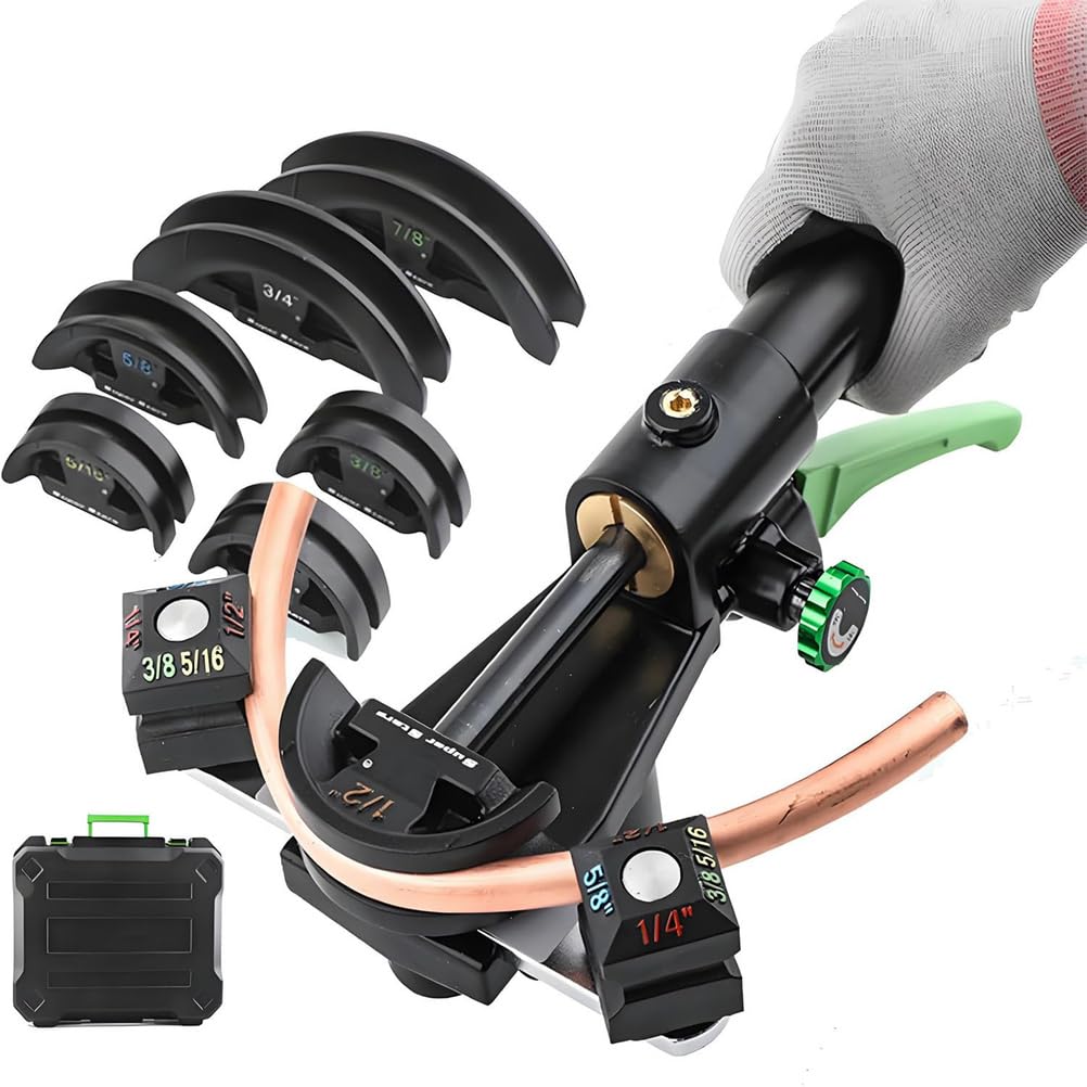Kit De Dobladora Hidráulica De Tubos De 1/4" A 7/8" con 7 Matrices, Juego De Herramientas para Doblar Tuberías De Cobre HVAC, Curvado A 90° para Aire Acondicionado, Refrigeración