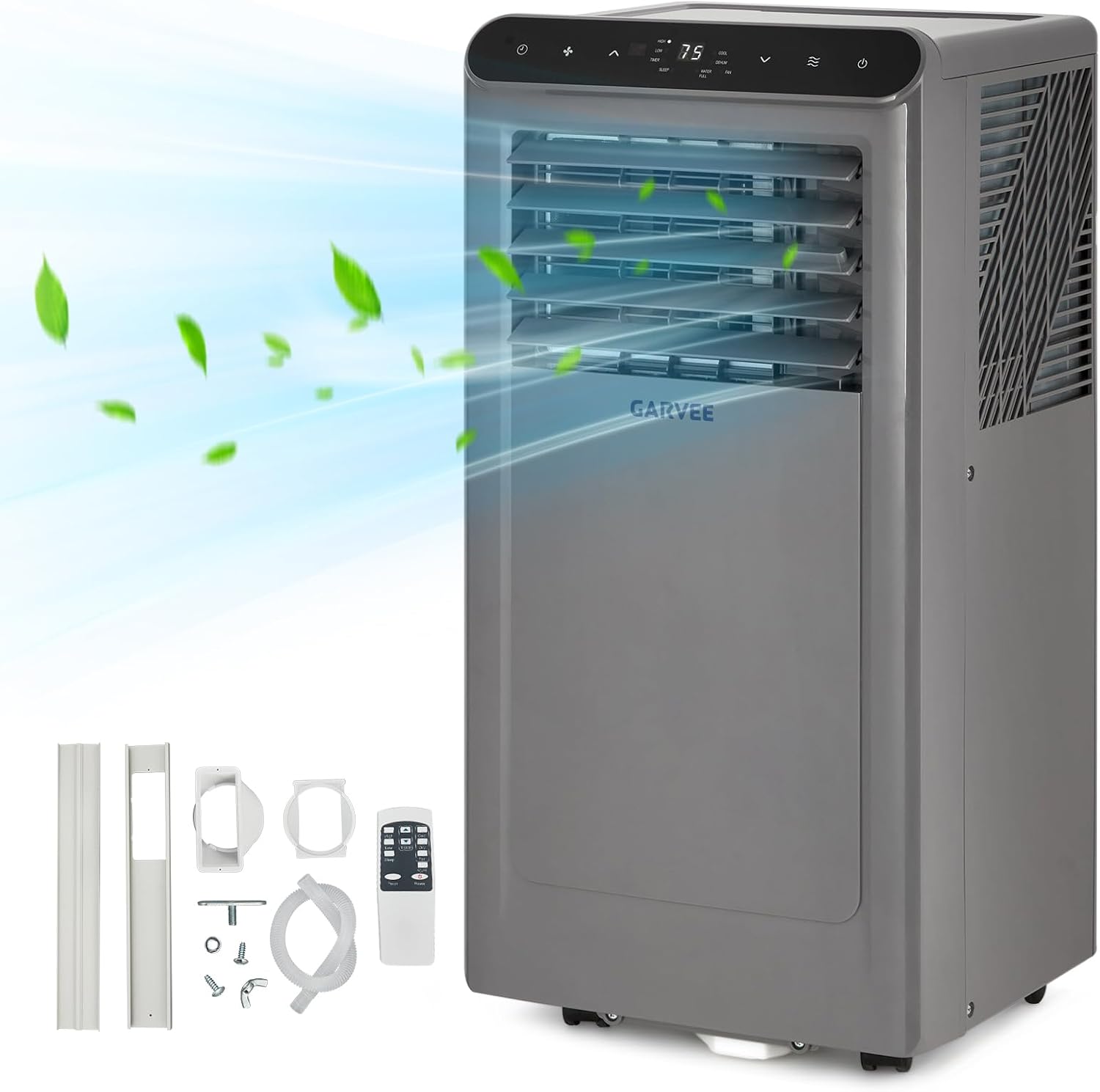 Garvee 8000 BTU Portable Air Conditioner, Cools Up to 350 Sq Ft, 3-in-1 Portable AC Unit with Remote Control, Sleep Mode, 24-Hour Timer, for Bedroom, Dorm, Apartment, Includes Window Installation Kit