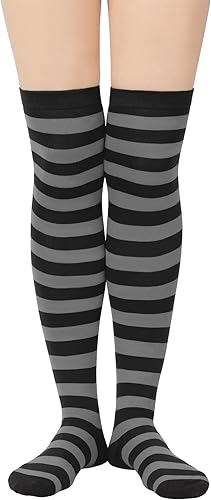 Miniatura 34 de Zando Paquete de 6 calcetines de algodón para mujer, por encima de la rodilla, calcetines a rayas para botas y calentadores de piernas para uso 6