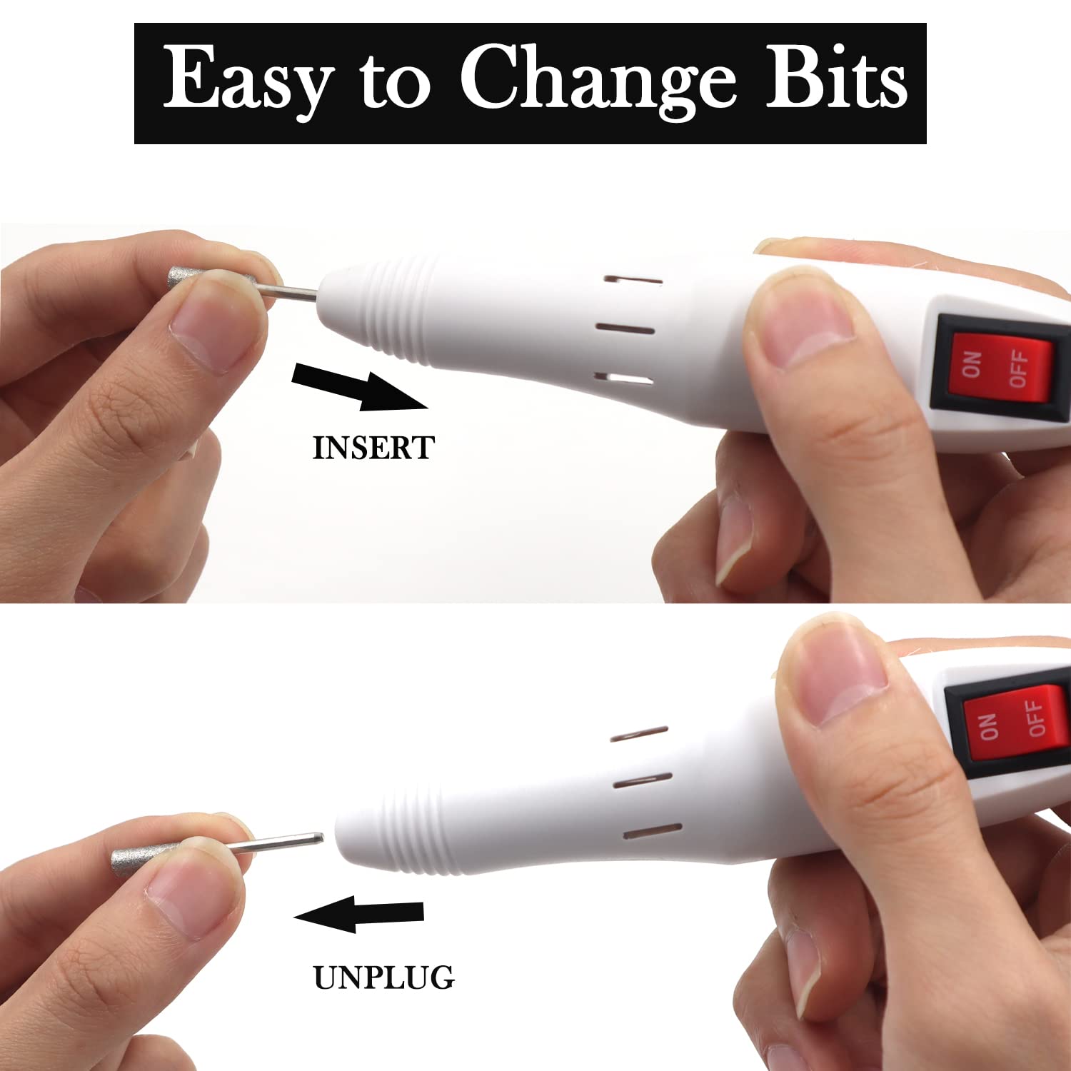 FATUXZ Electric Nail Drill, Adjustable Nail File Machine Set, Electric Nail File Manicure Pedicure Tools,20000RPM Acrylic Nail Tools(White) 1