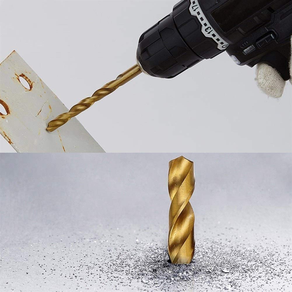 5PCS /設定12ミリメートルツイストは木工ウッドメートル掘削ツールのための金属コーティングされた完全アースDIN338チタンをビ