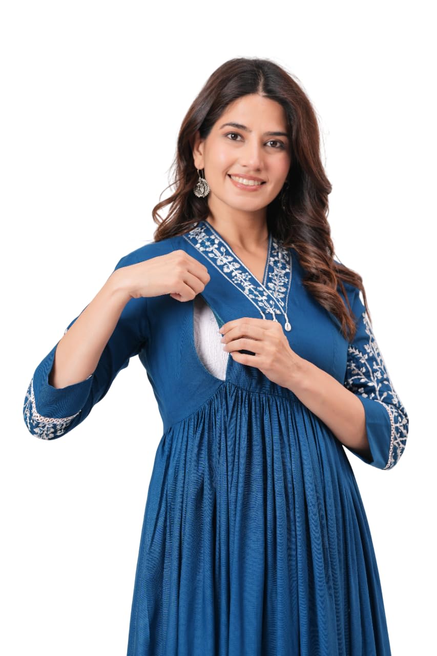 Women Feeding Nighty for BreastWomen Feeding Mothers Soft Cotton Maternity Dress | Easy Nursing Access Comfortable Fit for Daily Use-image-35