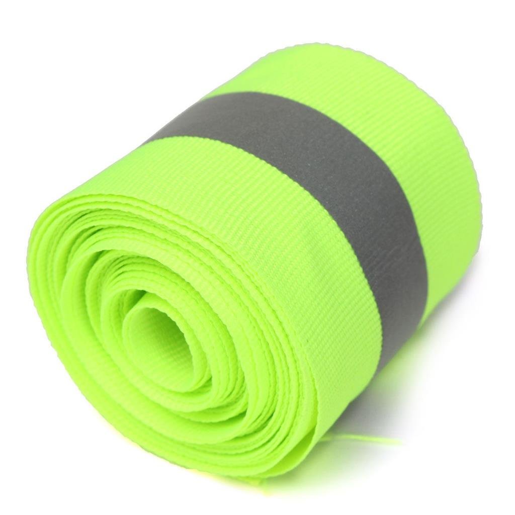 Generic Silver Reflective Tape Safty Strip Sew On Lime Synth Fabric 3