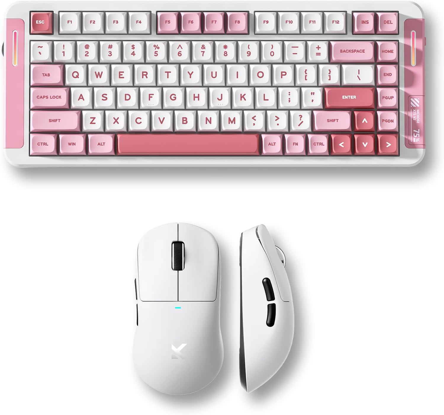 MCHOSE Teclado mecánico inalámbrico X75 V2, mouse inalámbrico para juegos M7 Ultra, conexión de tres modos, estructura de junta personalizada