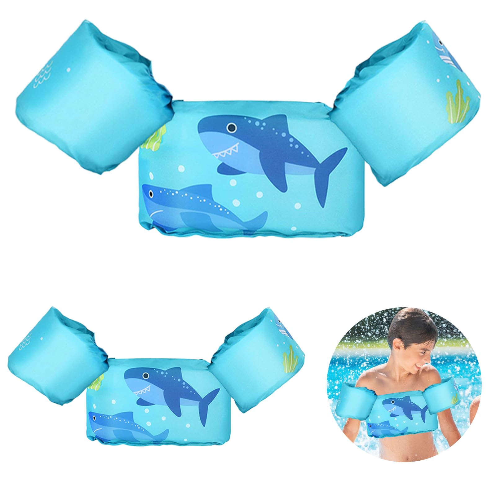 Chaleco de Natación para Niños, Manguitos de Natación para Niños para Niños de 2 a 6 Años, de 10 a 25 kg, Chaqueta de Natación con Alas de Agua de Banda para Brazo de Natación, para Niños y Niñas