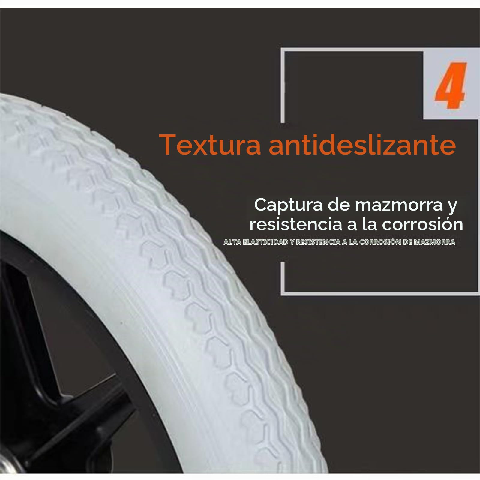 2 Pcs poliuretano macizo ruedas,neumático sólido para silla de ruedas,antideslizante,repuestos sillas de ruedas(Gris,12 Pulgadas)