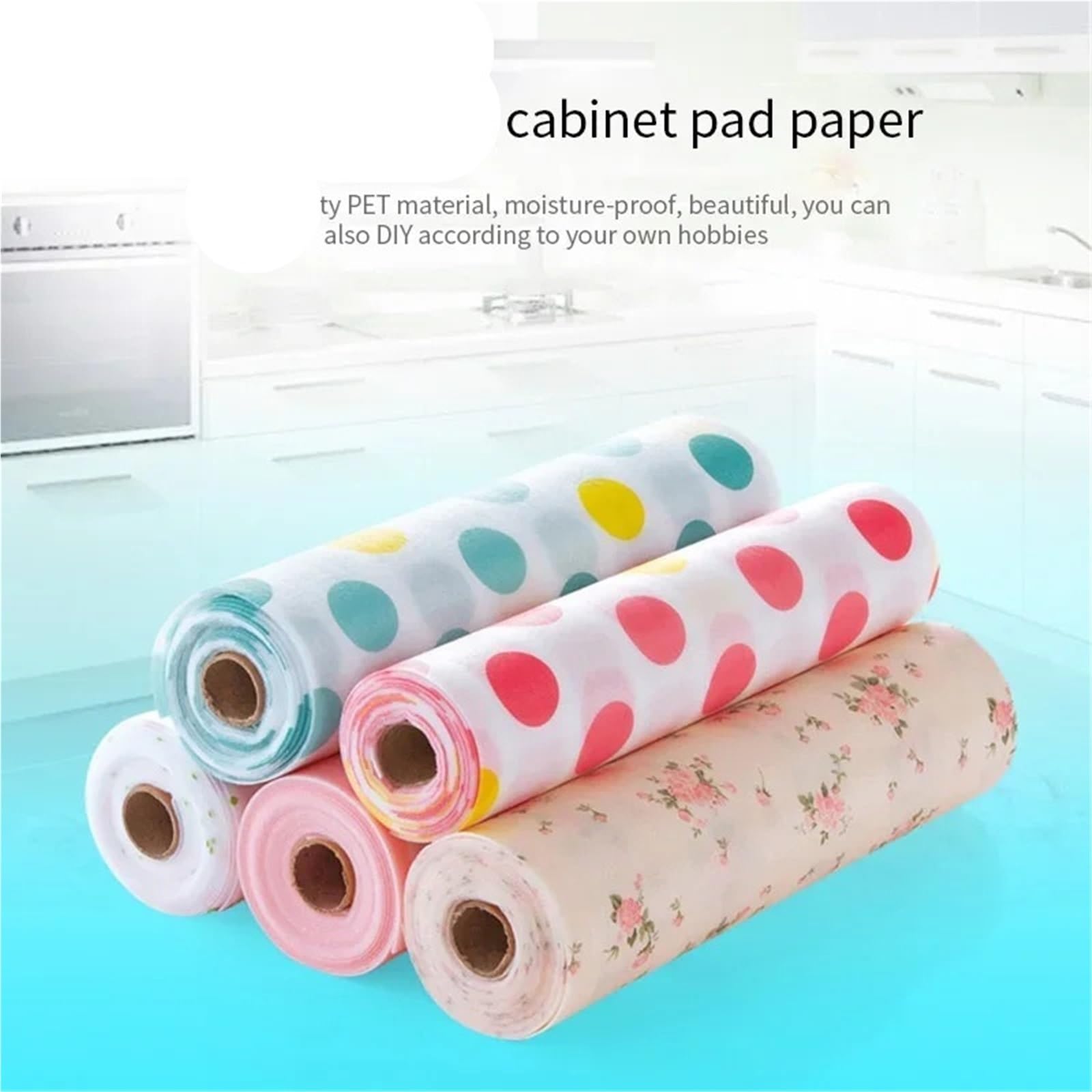 Wkładki do szuflad kuchennych, Mata do szuflady wielokrotnego użytku Papierowa podkładka szafki, 4 sztuki, wielokolorowa, 30x200-500cm(Pink White,30 * 500CM)