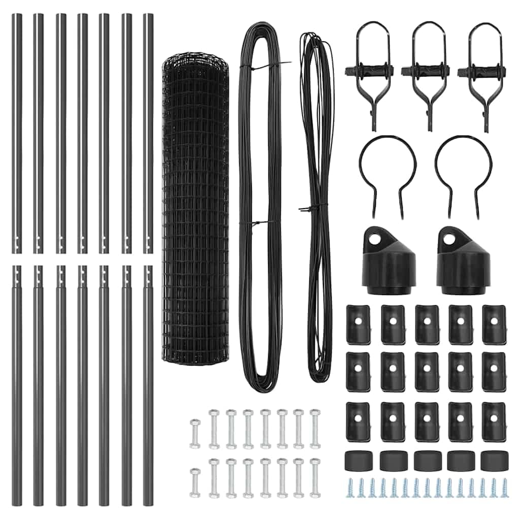 Set di recinzioni europee con pali, 1,2 x 25 m, grigio