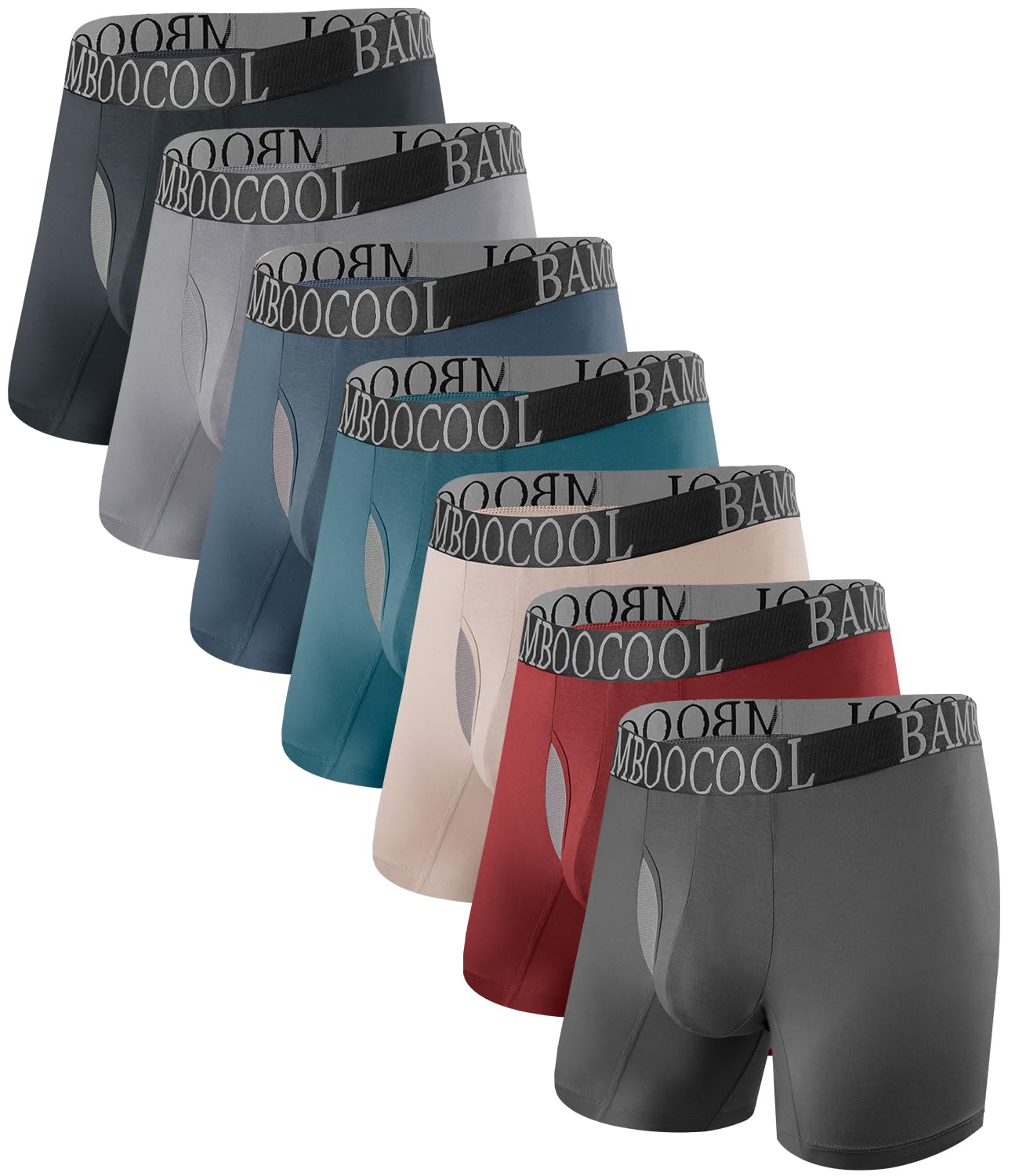 BAMBOO COOL Men's Breathable Underwear Moisture-Wicking Mesh Bamboo Boxer Briefs 4 Pack