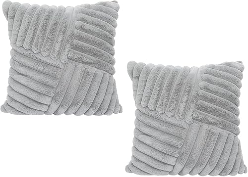 Miniatura 2 de All Smiles Juego de 2 fundas de almohada decorativas para sofá de 20 x 20 pulgadas, de pelo sintético, suave y esponjoso, fundas de cojín de