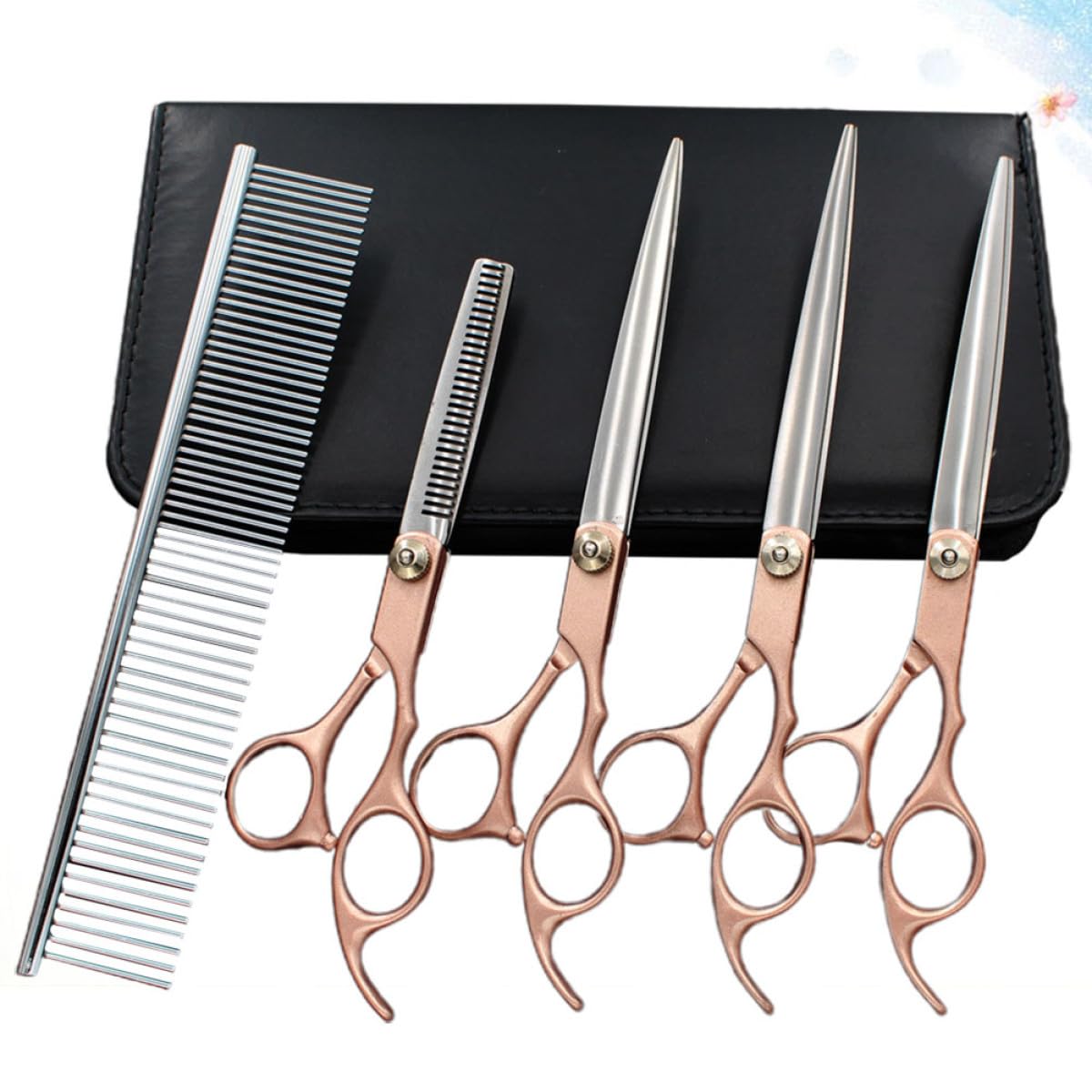 SEWACC 6 Stück Haustier Haarstyling Scheren aus Edelstahl mit Schadenresistenz und Tragetasche für Tierhaarpflege im Heim und Tiergeschäft Gebrauch