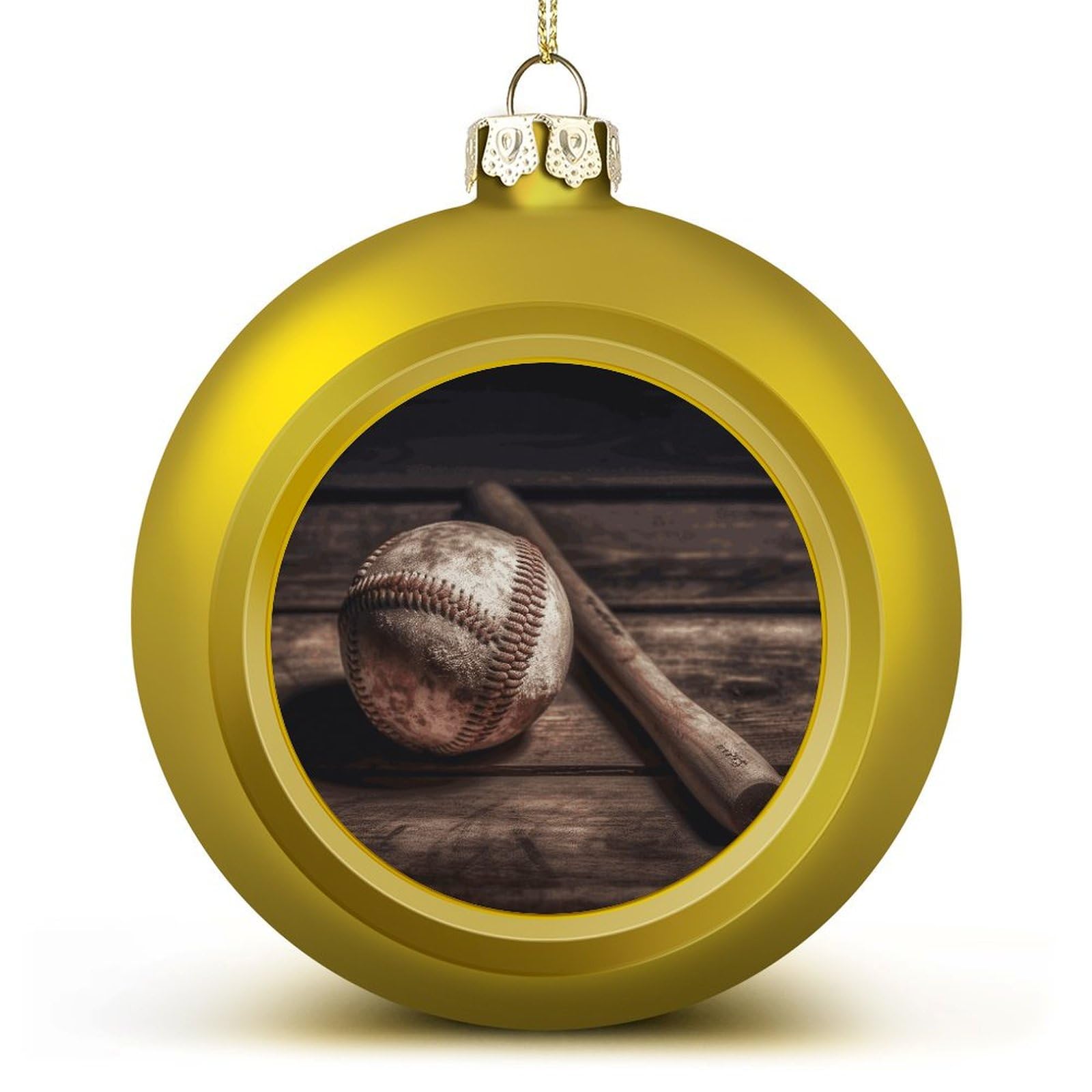 Boules de Noël dorées bois précieux ornements imprimés pour grand sapin