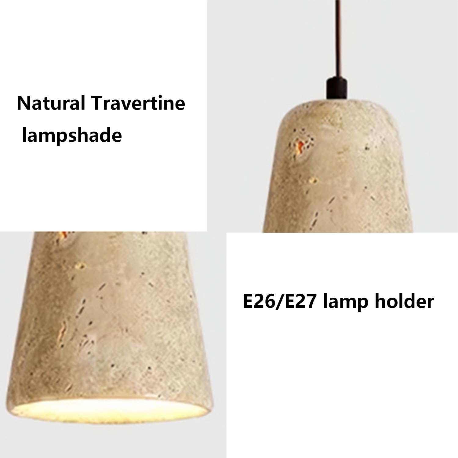 Lampadario da soffitto in travertino 4,3 in lampada a sospensione