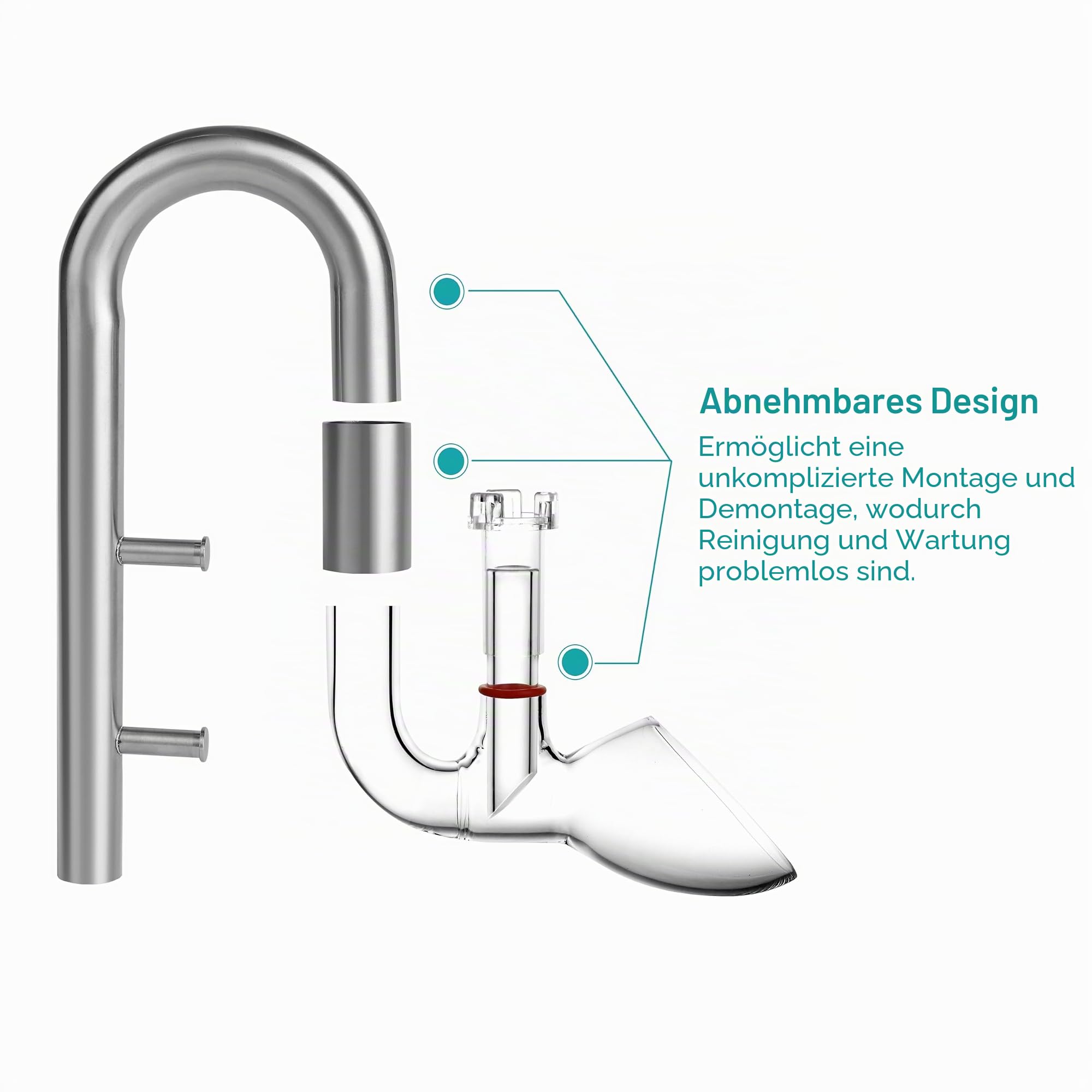 Edelstahl Lily Pipe Set mit Skimmer – Hybrid Edelstahl & Glas Auslass – 360° Multi-Level Einlass für Aquascaping Aquarium – Garnelen- und Fischsicher (für 12/16 mm Schlauch (13 mm))