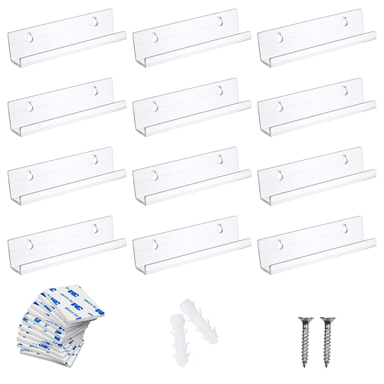 Lot De 12 Supports Muraux Accmuzzy Pour Vinyles - En Acrylique Transparent/Noir