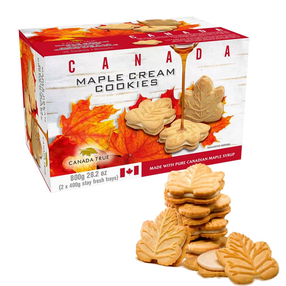Canada True Canadian Maple Cream Cookies | Leaf-Shaped, Cream-Filled | Pure Canadian Maple Syrup | 800g