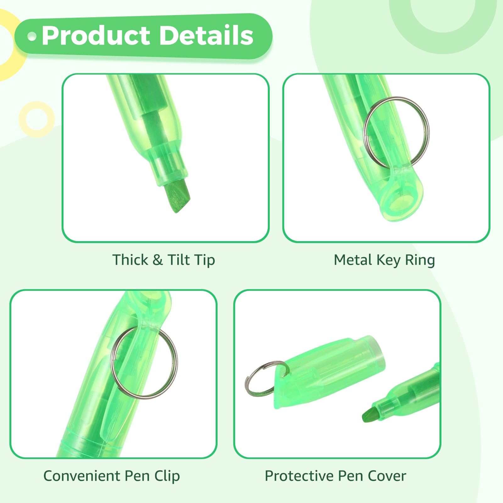 108 flüssige Mini-Textmarker mit Schlüsselring, 6 fluoreszierende Farben für effektive Notizen, Marker im Taschenformat für Studenten, Lehrer und Büro