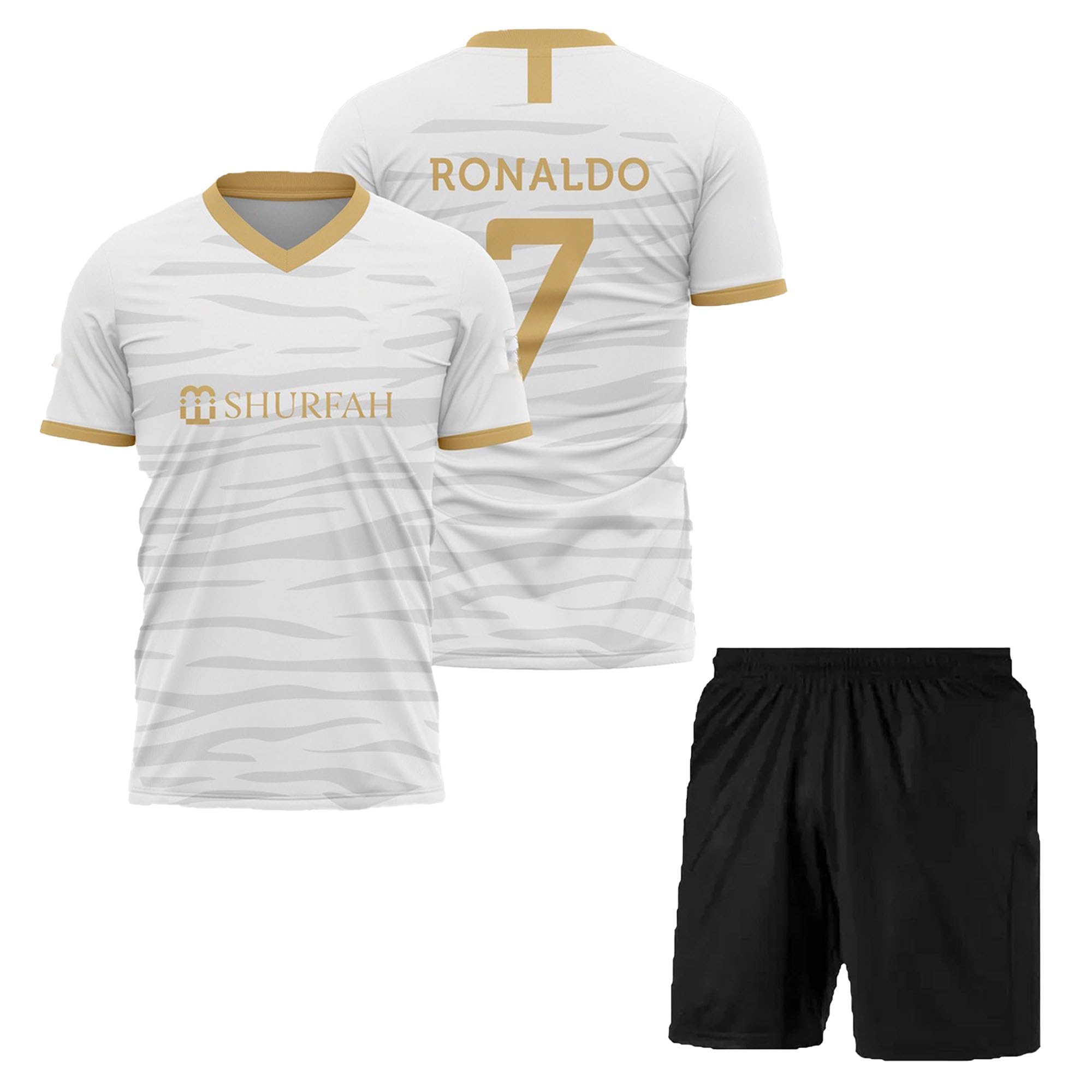 GenericRonaldo 7 Boys Official Home New Football Jersey Set with Shorts 2024 (Kid's, Boy's& Men)