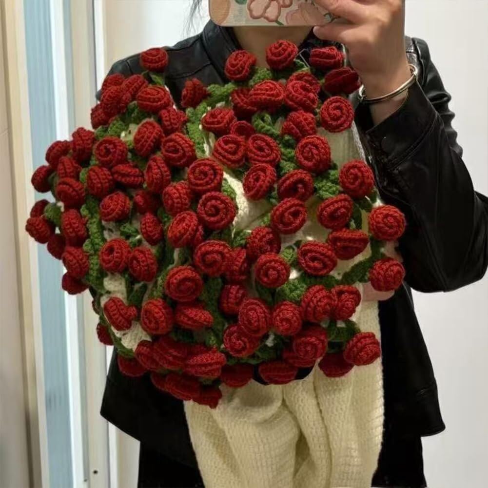 Amazon｜39.4インチの花束かぎ針編みブランケット、かぎ針編みの花