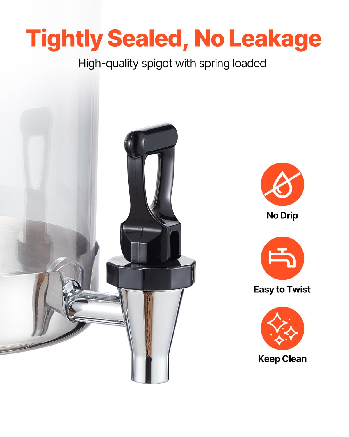 VEVOR Distributore di Bevande, 8 L x 2 per Feste, Contenitore di Succhi in Acciaio Inox e Plastica con Rubinetto per Camera del Ghiaccio, Distributore Monocilindrico di Tè, Limonata, per Ristoranti