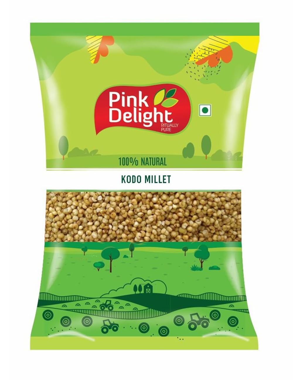 Pink Delight Kodo Millet, 2 Kg Pack | Kodri | Natural Grains - (Kodra/Varagu/Arikelu/Hark/Varigu) | Native Low GI Millet Rice | High Protein & 100% More Fibre than Rice | Unpolished (1kg X Pack of 2)