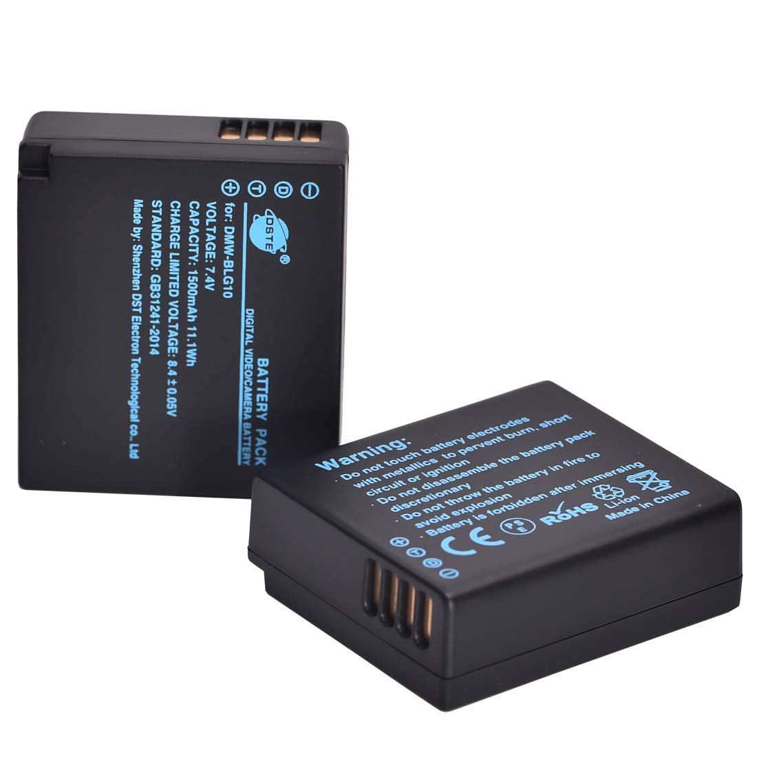 DSTE DMW-BLG10 Batteria (2 Pezzi) + Carica Batterie USB Per Panasonic Lumix GF3 GF5 GF6 GX7 LX100