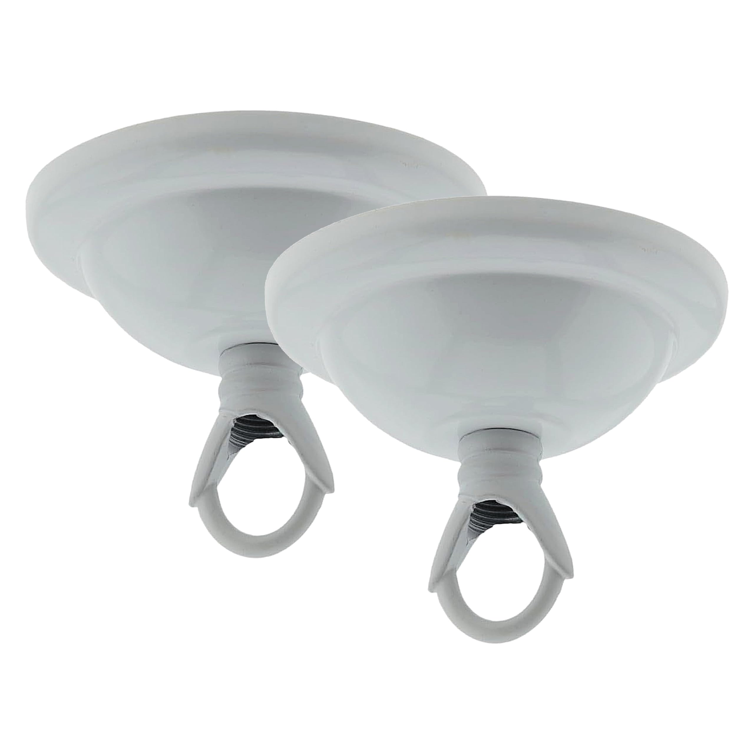 2 Pack Art Deco 67mm Diameter Small Metal Ceiling Rose and Deco Styled Metal Closed Loop in Gloss White Finish