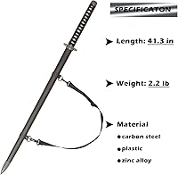 Vista 2 de Espada samurái Katana de acero al carbono de 41.3 pulgadas para cosplay, accesorios de rendimiento, decoración del hogar