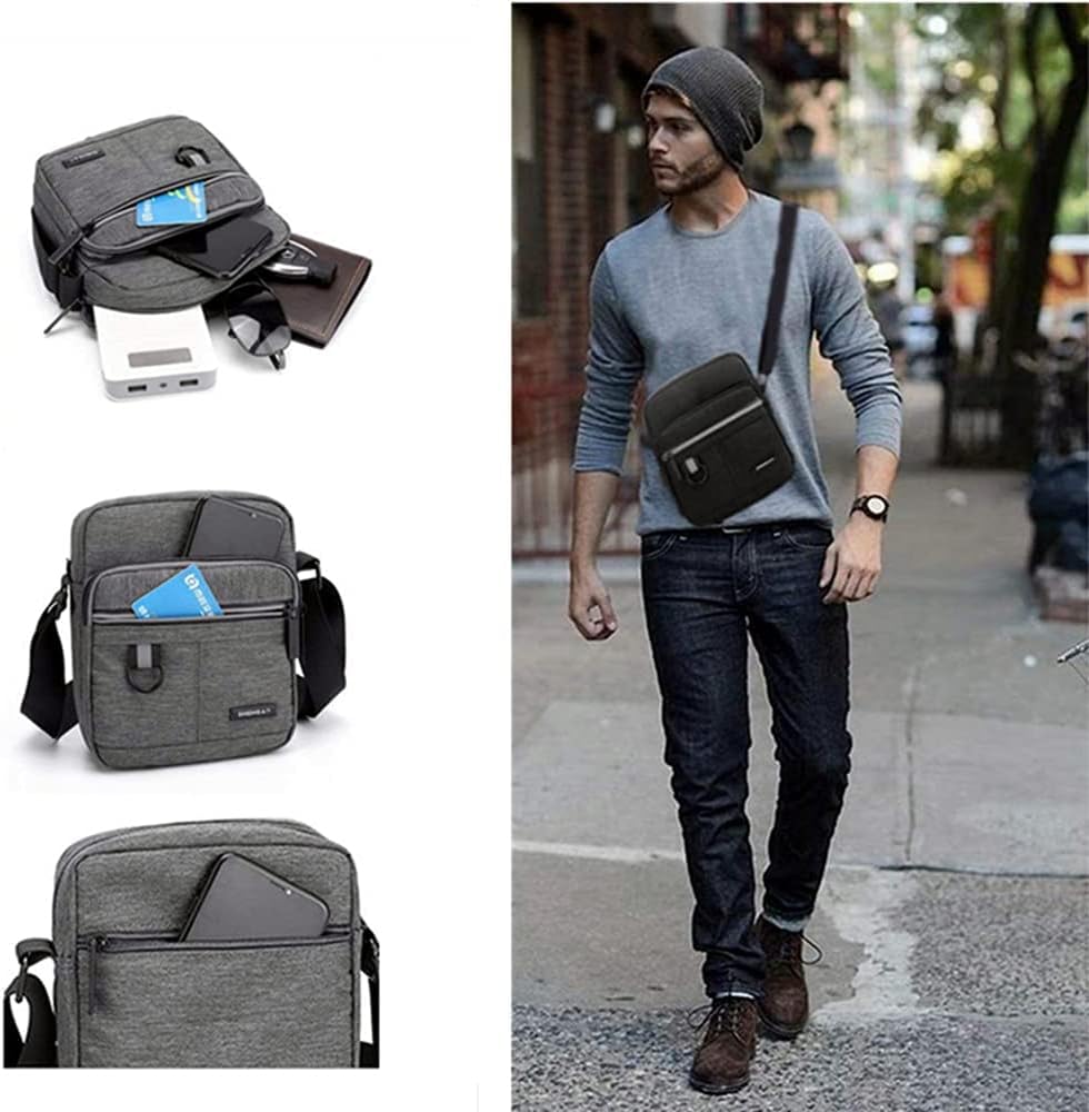 Small Canvas Crossbody Bag for Men,Small Shoulder Bag, Mini Messenger Bag for Cell Phone, Portable mobile phone coin bag - Image 5