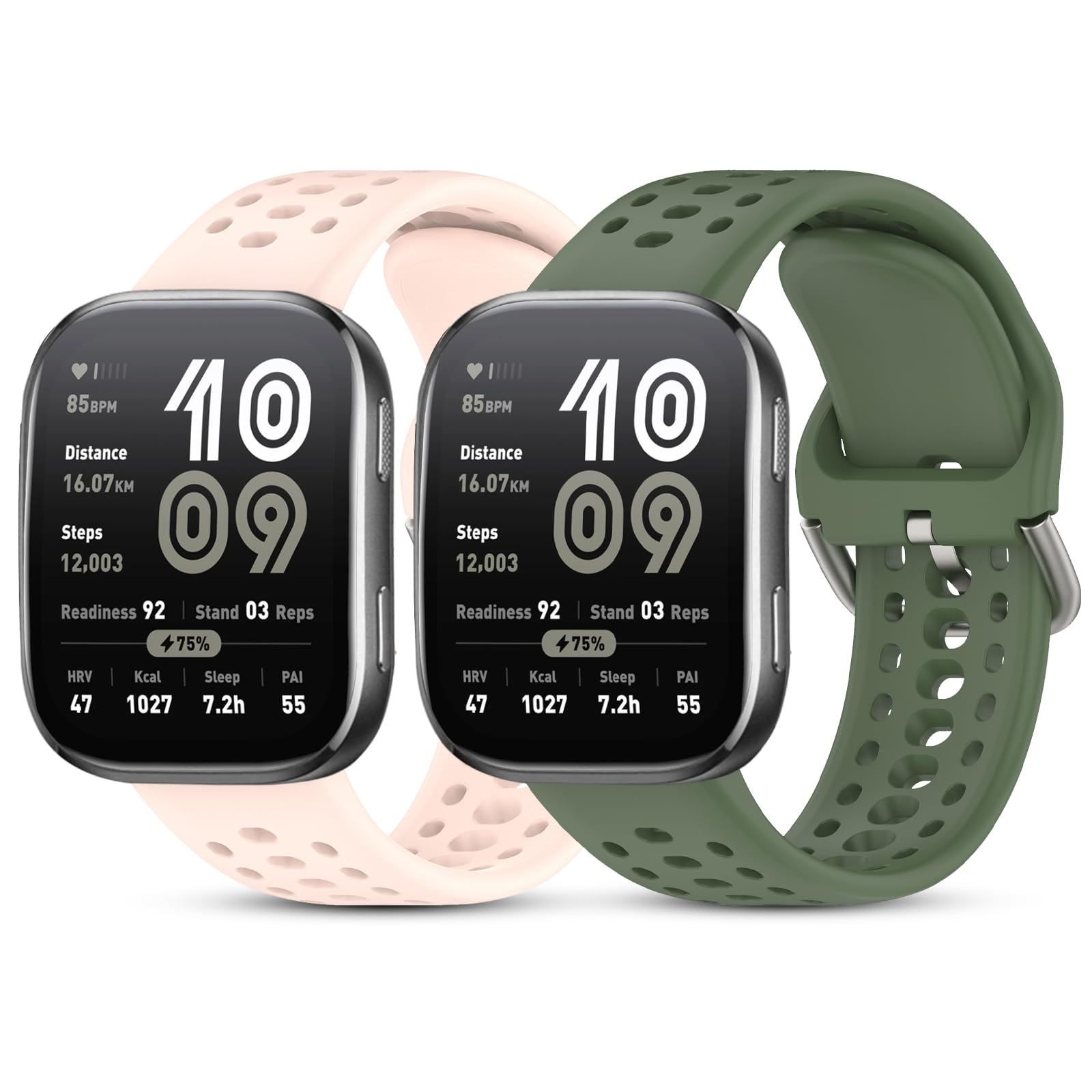 SenMore 2 Piezas 22mm Silicona Correa Compatible con Amazfit Bip Max/Bip 6/Bip 5/Amazfit Cheetah/Amazfit Cheetah Pro/Amazfit Balance, Ajustable Pulseras de Repuesto para Amazfit Bip 6.(No host)