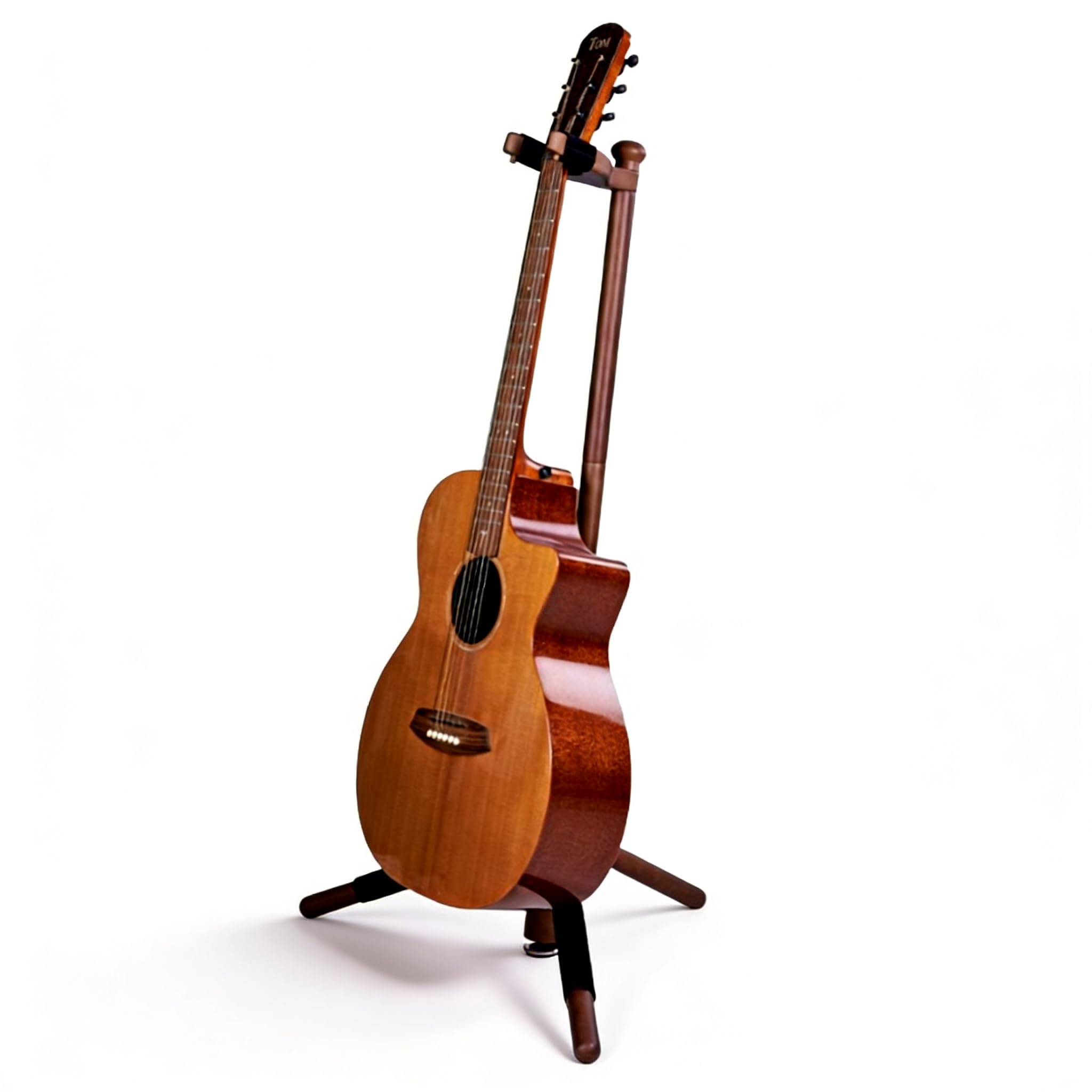 EASTROCK Supporto per Chitarra, piano per chitarra elettrica, chitarra acustica e basso, tripode in legno massiccio con supporto a collo singolo, design stabile per Home Studio (Noce Color)