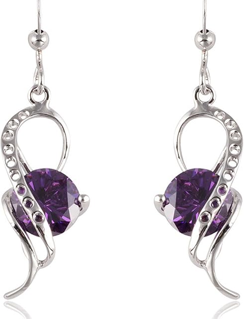 Yazilind Dazzling Silver Plated Round Cut Twisted Cubic Zirconia CZ Flawless Dangle Earrings