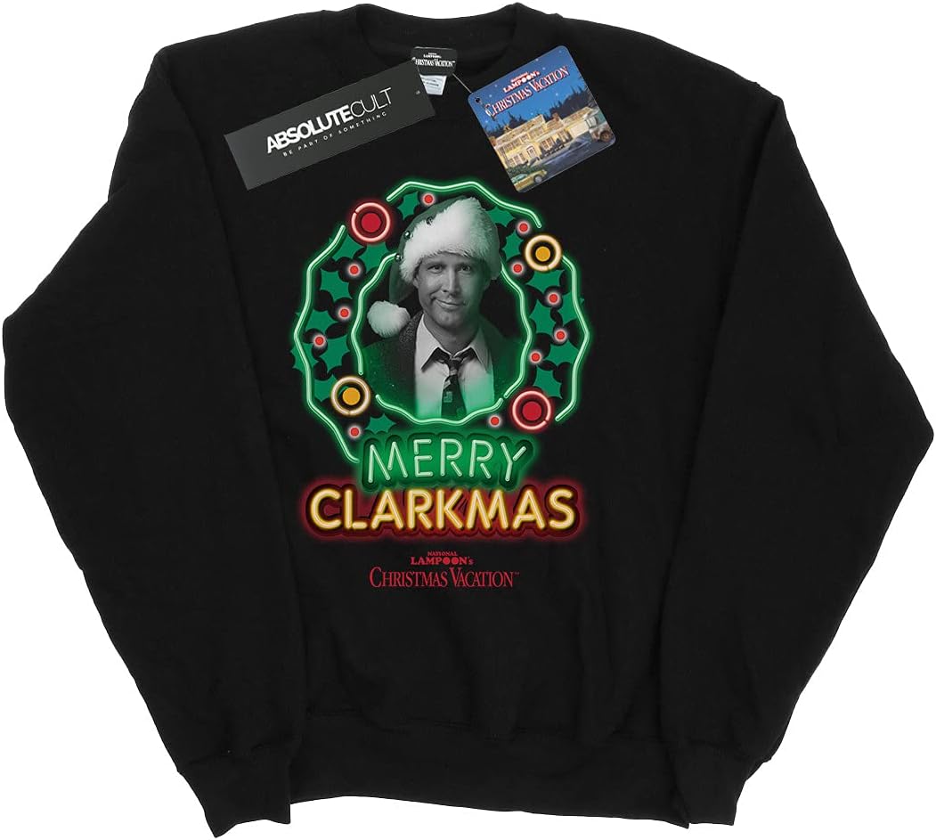 National Lampoon's Christmas Vacation Boys Greyscale Clarkmas Sweatshirt 7-8 Years Black