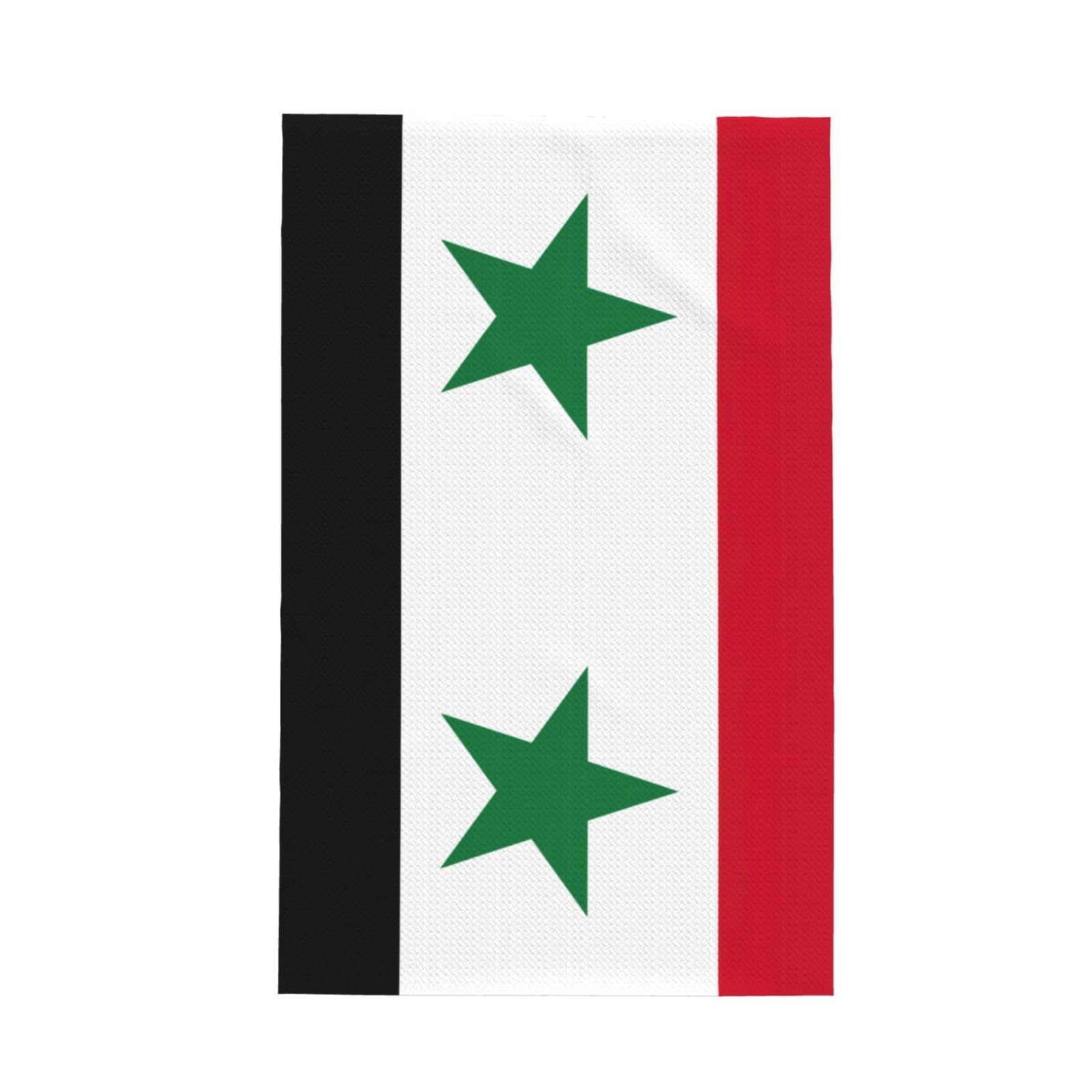Xxahnbm Black Flag Of The Syrian Arab Republic Print Waffle Kitchen Towel,Absorbent Hand Towel