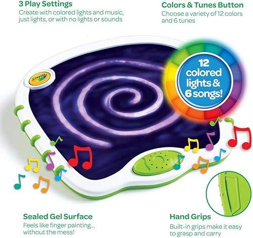 Miniatura 3 de Crayola Luces táctiles para niños, garabatos musicales y tablero sensorial, juguetes sensoriales para niños pequeños, pintura de dedos sin ensuciar