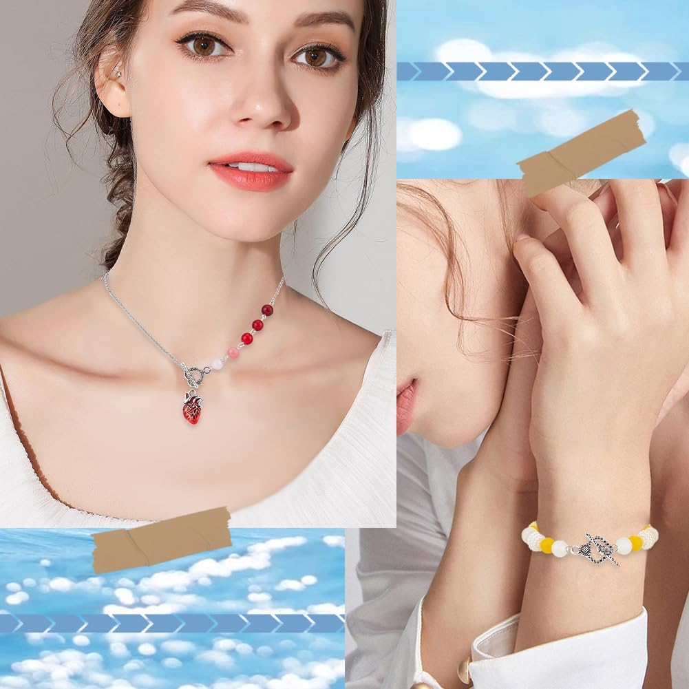 SUNNYCLUE 1 Box 100 Sets Toggle Jewelry Clasp Toggle Clasps Bracelet Closure Clasps Hollow Toggle Clasp Heart Round OT Clasp Silver IQ Clasps Connectors for Jewelry Making DIY Bracelets Necklace - Image 5