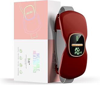 Heating Pads for Cramps, Portable Cordless Menstrual Heat Pad, Period Pain Relief Heating Pad with 3 Heat Levels and 3 Massage Modes, Back or Belly Heated Pad, Red