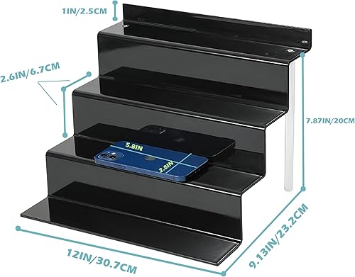 Miniatura 2 de ihomecooker Estante de exhibición de acrílico de 4 niveles 9x6 '' (2P-12x9-Negro)