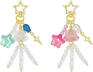 cioatu Y2K Aesthetic Keychains for Women Cute Flowers Star Cake Jellyfish Keychins Charms Kawaii Bag Purse Decor