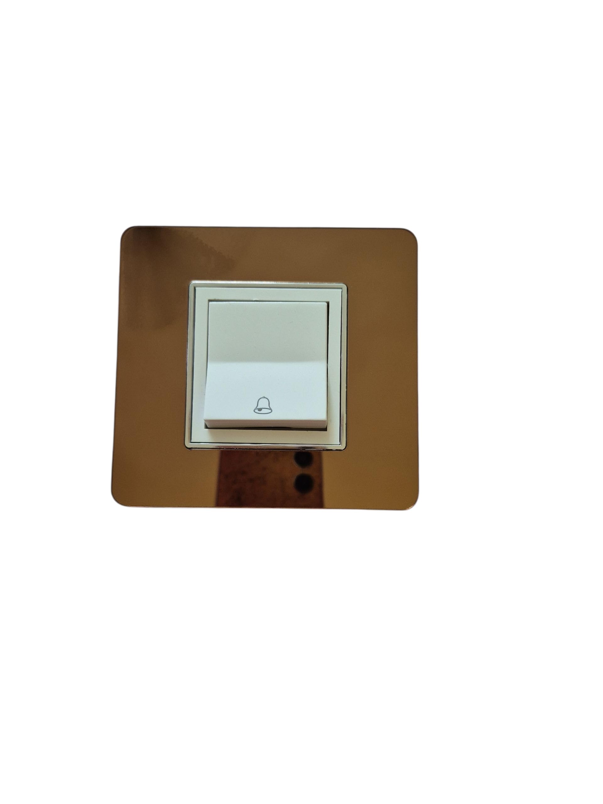 Modern Doorbell Switch Plate Square Design (Copper + white)-image-1