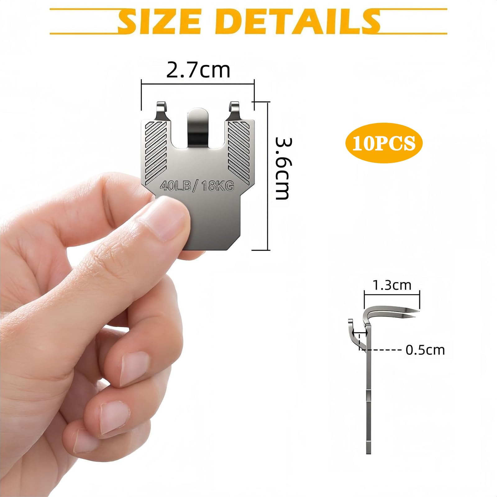 10 Pezzi Gancio per Quadri Ad Artiglio per Cartongesso, Ganci da Parete Per Appendere Specchi Foto E Kit per Appendere Quadri, Nessun Danno Gancio da Parete Resistente per Decorazione Camera