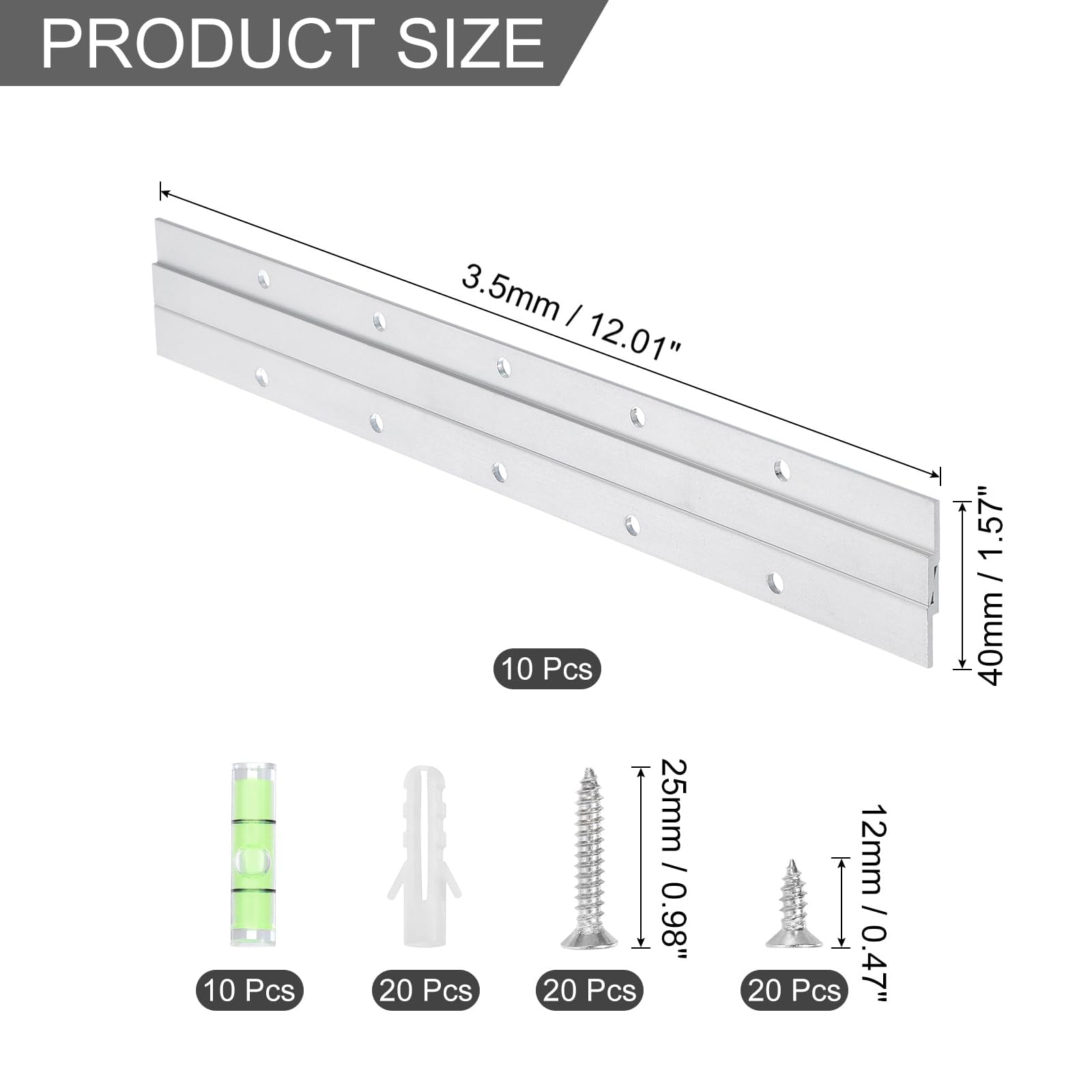 TA-VIGOR 10 works French Cleat Picture Hanger 12 Inch Heavy Duty Aluminium Z Bar Clip Interlocking Wall Mount Bracket Kit with Screws and Levels for Hanging Mirrors Frames Shelves Artwork - Image 2