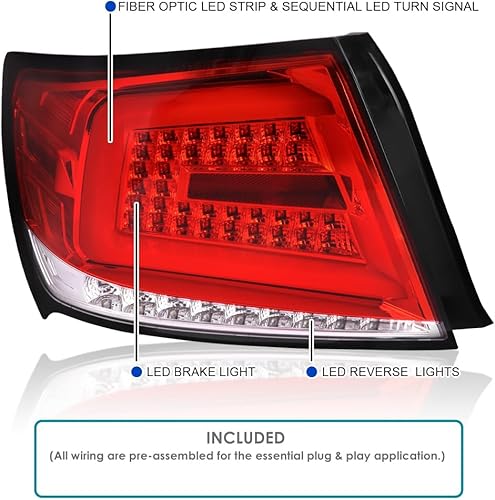 Miniatura 12 de SPEC-D TUNING Luces traseras secuenciales de humo negro con barra LED blanca compatible con Subaru Impreza/Impreza WRX 2008-2011, conjunto de par