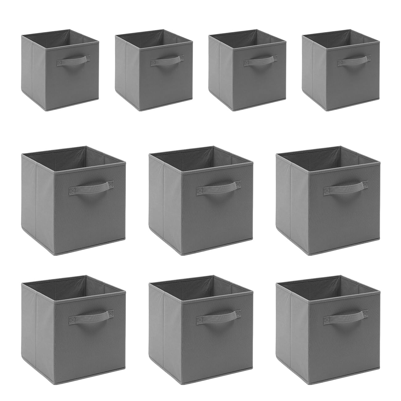 BOJU 10pcs Foldable Storage Box Small Grey CollapsibleCanvas Fabric Unit Storage Cube Basket Bin for Kids Toy Nursery Clothes Wardrobe — image 1
