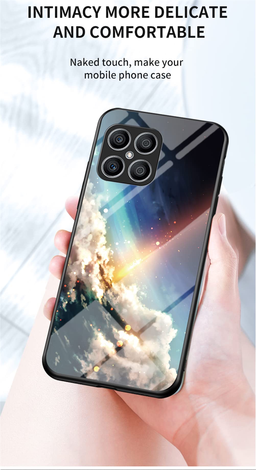 DEDUX Custodia Cover per Honor 90, Custodia in Vetro Temperato a Colori